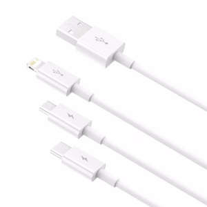 Kaapeli Baseus Superior USB - microUSB+Lightning+Type-C 3.5A 1,5m valkoinen CAMLTYS-02