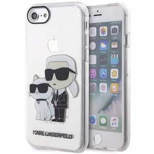 Karl Lagerfeld KLHCI8HNKCTGT läpinäkyvä kova suojakuori iPhone 7/8/ SE 2020 / SE 2022 Glitter Karl&Choupette