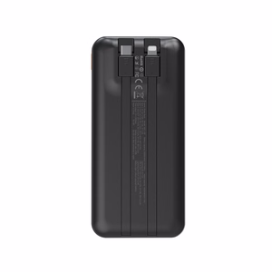 Wozinsky WFC-15B 20000mAh 22.5W varavirtalähde, PD20W, sisäänrakennetut Lightning- ja USB-C-kaapelit, musta