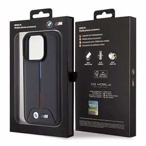 BMW Quilted Tricolor iPhone 15 Pro Suojakuori - musta