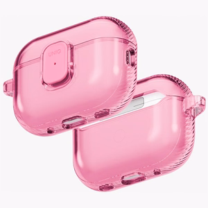 Uniq Glase Pro Suojakuori AirPods Pro 3:lle lukitussuojakuori - läpinäkyvä vaaleanpunainen