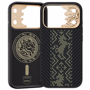 Musta Benks Magnetic Armor Pro Knight kevlar- ja metallikehyksinen suojakuori (C.K.FL.AP.GD.B072) malleihin iPhone 18 Pro / iPhone 17 Pro Camera Control -painikkeella