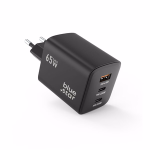 Puhelinlaturi Blue Star GaN 2 x USB C + USB A QC4.0 PD 4A 65W VT-43 musta