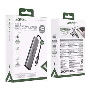Acefast J16 USB Hub USB-C 5-in-1 HDMI 4K 60Hz PD90W Docking Station - Gray