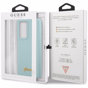 Guess GUHCS21LLSLMGLB S21 Ultra G998 blue/blue hardcase Silicone Script Metal Logo
