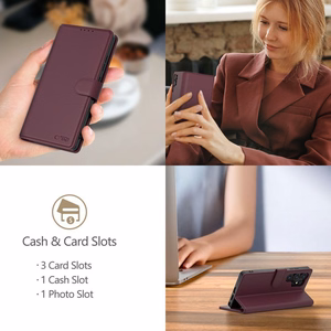 Tech-Protect Wallet Lompakkosuojakuori Xiaomi Redmi Note 15 Pro 5G:lle - Viininpunainen