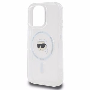 Karl Lagerfeld IML Metal Karl Head MagSafe Suojakuori iPhone 16 Pro:lle - Valkoinen