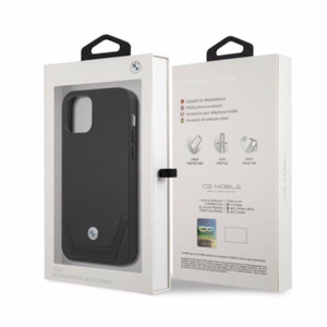 BMW Nahkainen rei'itetty kotelo iPhone 12 Pro Max - musta