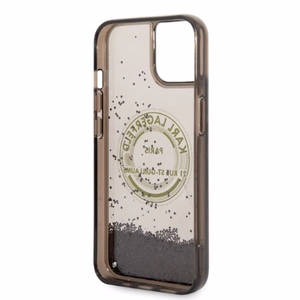 Karl Lagerfeld Liquid Glitter RSG suojakuori iPhone 14:lle - musta