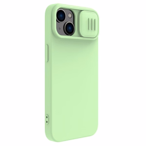 Nillkin CamShield magneettinen silikoni kotelo iPhone 14 Plus magneettinen MagSafe suojus kameran suojuksella vihreä