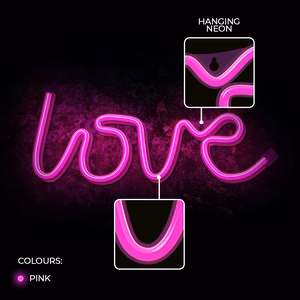 Neon LED-valo LOVE vaaleanpunainen Bat + USB FLNE05 Forever Light