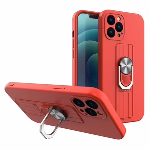 Ring Case silikoni kotelo sormi ote ja jalusta Xiaomi Redmi 10X 4G / Xiaomi Redmi Note 9 punainen