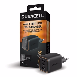 Duracell verkkolaturi (DRACUSB25-EU) – 65 W, musta