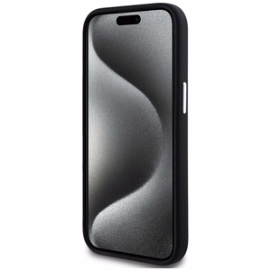 Karl Lagerfeld Silikoninen Metal Script Logo iPhone 15 Suojakuori - Musta
