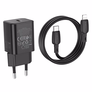 Borofone Wall charger BN13 Safety GaN - Type C - PD 30W with Type C to Lightning cable black