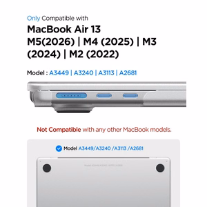 Spigen AirSkin suojakuori MacBook Air 13" 2023 / 2024 / 2025 / 2026 -mallille – läpinäkyvä