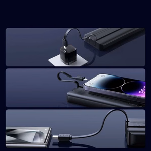 Joyroom JR-PBF19 22.5W 10000mAh Powerbank with Two Built-in Cables - Black
