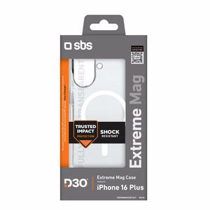SBS Extreme Mag D3O MagSafe Suojakuori iPhone 16 Plus:lle - läpinäkyvä
