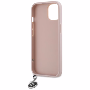 Karl Lagerfeld Saffiano Rhinestones & Charm Suojakuori iPhone 15 / 14 / 13:lle - vaaleanpunainen
