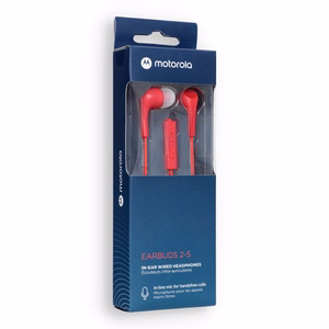 Langalliset kuulokkeet jack mikrofonilla 3,5mm MOTOROLA Ear Buds 2-s punainen