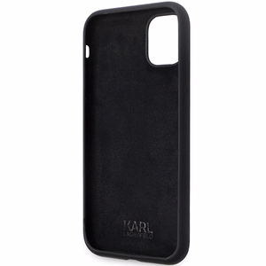 Karl Lagerfeld Suojakuori iPhone 11:lle KLHCN61SMHKNPK musta HC Silikoninen Ikonik Metal Pin