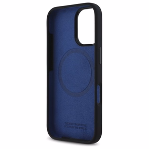 BMW Silikoninen Hexagon Blue Line MagSafe suojakuori iPhone 16:lle - musta