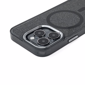 Glitter Suojakuori MagSafe-tuella iPhone 16e / 17e:lle - musta