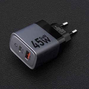 Puhelimen laturi Forcell F-Energy GaN USB C + USB A QC4.0 PD 4A 45W VT-39 harmaa