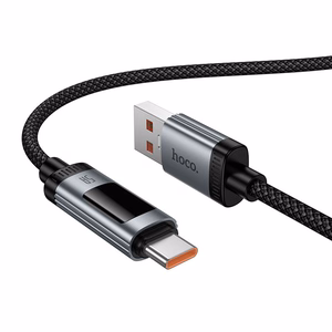 Kaapeli USB-A USB-C Hoco PD 6A 100W 1,2 m U148 digitaalinäytöllä musta