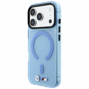 BMW M IML Frosted Metal Logo & Trims MagSafe suojakuori mallille iPhone 17 Pro Max / 18 Pro Max – sininen