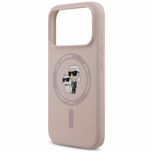 Karl Lagerfeld Silikoninen Karl&Choupette Ring MagSafe Suojakuori iPhone 17 Pro:lle - Vaaleanpunainen