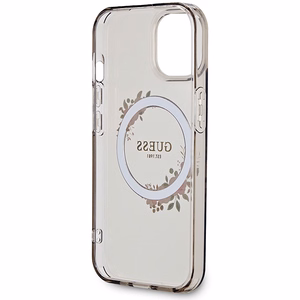 Guess IML Flowers Wreath MagSafe Suojakuori iPhone 15 / 14 / 13:lle - musta