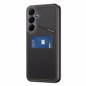 Dux Ducis Rafi II Suojakuori Samsung Galaxy S25+:lle jalustalla ja lompakolla - Musta