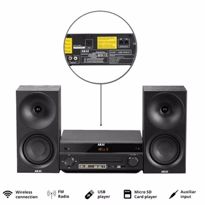AKAI AM-301B – mikro-Hi-Fi-järjestelmä, 40 W (2 × 20 W), CD/MP3, Bluetooth, USB, FM, AUX, musta