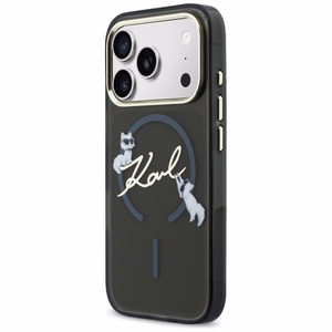Karl Lagerfeld IML Choupettes Karl Script Logo MagSafe Suojakuori iPhone 17 Pro:lle - Musta
