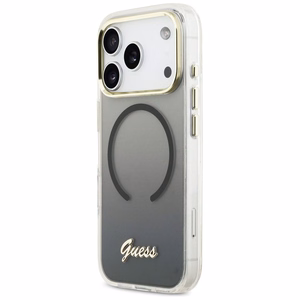 Guess IML Gradient Script Metal MagSafe Suojakuori iPhone 17 Pro - Musta