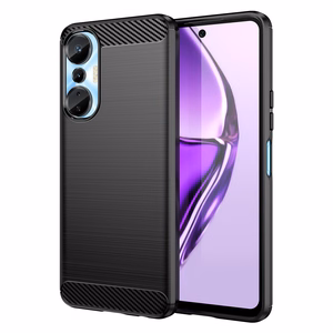 Carbon Case joustava silikoninen hiilikuitusuojakuori Infinix Hot 20S:lle musta