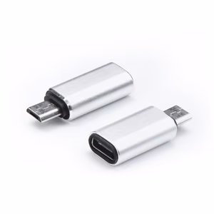 Sovitin Type C (naaras) - Micro USB (uros) hopeinen