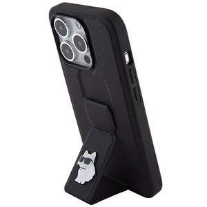 Karl Lagerfeld Gripstand Saffiano Choupette Pins case for iPhone 14 Pro Max - black