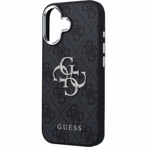 GUESS suojakuori iPhone 17 GUHCP17SP4G4SMCK (4G PU-nahkakuori isolla 4G- ja Classic-logolla sekä hopeisella metallikameran kehyksellä) musta
