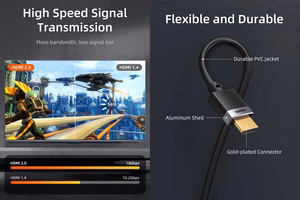 HDMI–HDMI-kaapeli, 4K, 60Hz, 10m, 18Gbps, versio 2.0