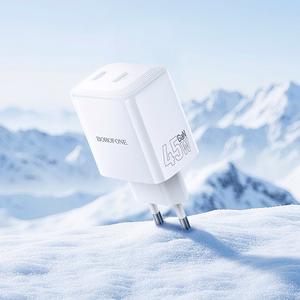 Borofone Wall charger BN31 Cargador GaN - 2xType C - QC 3.0 PD 45W white