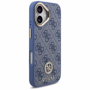 Guess 4G Strass Logo & Big Strap Metal Buttons MagSafe suojakuori iPhone 17 - sininen