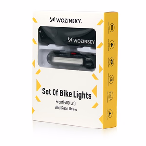 Wozinsky WSBLB2 etu- (400 lm) ja taka-USB-C-polkupyöränvalojen sarja – musta