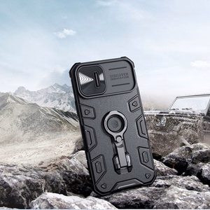 Nillkin CamShield Armor Pro Magneettinen kotelo iPhone 14 Plus MagSafe panssaroitu suojus jalusta rengas musta