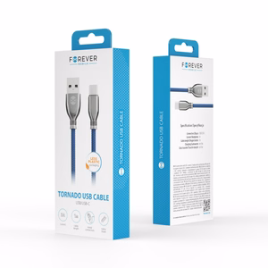 Forever Tornado cable USB - USB-C 1,0 m 3A navy blue