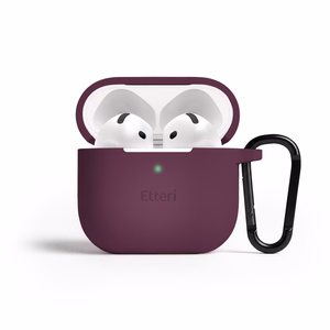Etteri silikonikotelo AirPods 4 -kuulokkeille, tumma kirsikanpunainen