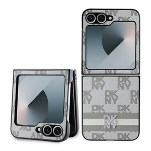 DKNY Checkered Pattern Painetut Raidat Suojakuori Samsung Galaxy Z Flip 6:lle - Beige
