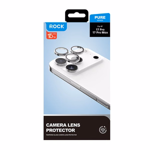 Rock Tempered glass Pure Series Camera Lens on camera for Iphone 17 (lens 2 pieces) black
