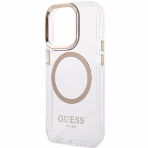Guess Metal Outline MagSafe Suojakuori iPhone 15 / 14 / 13:lle - kultainen